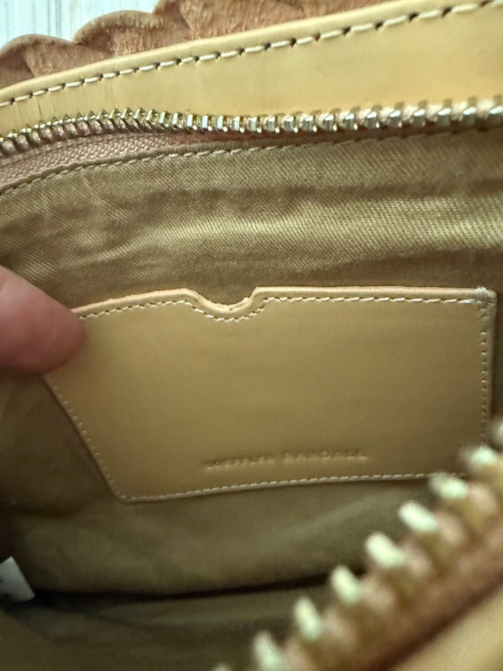 Loeffler Randall Marison Crossbody Woven Leather Tan Desert Sand Small $195 - Picture 12 of 17